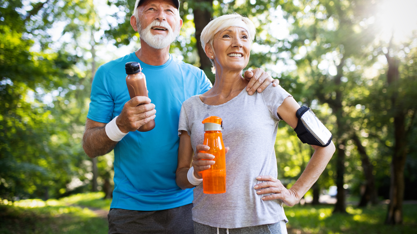 A mature, outdoorsy couple have just had an outdoor workout thanks to the bone-healing capabilities of Marodyne.